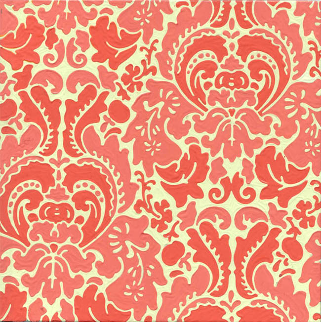 Red floral wallpaper sample, 1