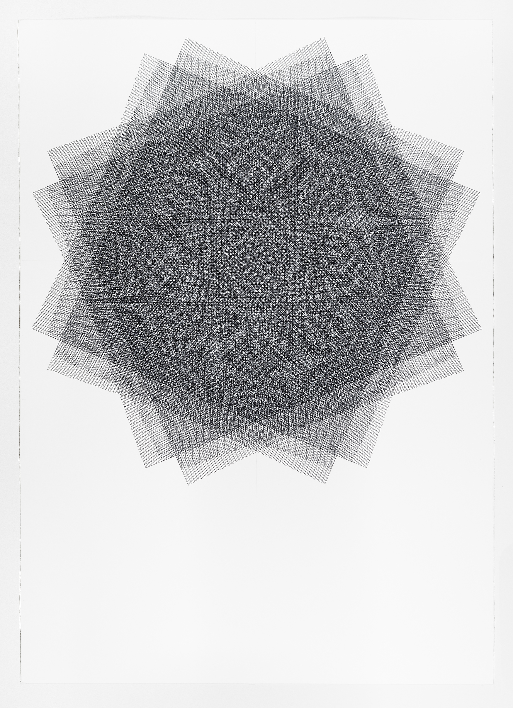 16 layers rotated 22.5 degrees, grey, 40 x 30 inches, 2015